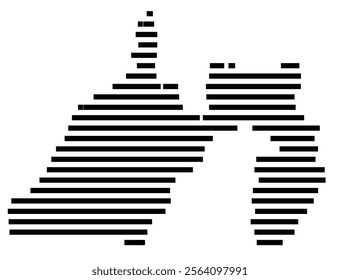 Symbol Map of the prefecture Shizuoka (Japan) showing the territory with just a few black horizontal lines