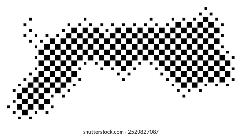 Symbol Map of the Prefecture Tottori (Japan) showing the territory with a pattern of black squares like a chessboard