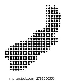 Symbol Map of the Prefecture Tougue (Guinea) showing the area with a pattern of black circles