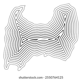 Symbol Map of the Prefecture Toyama (Japan) showing the state border buffered inside with black tapering lines