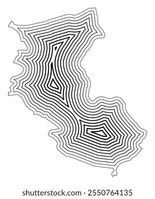Symbol Map of the Prefecture Wakayama (Japan) showing the state border buffered inside with black tapering lines