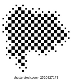 Symbol Map of the Prefecture Yamanashi (Japan) showing the territory with a pattern of black squares like a chessboard