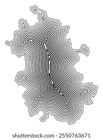 Symbol Map of the Province Anhui (People's Republic of China) showing the state border buffered inside with black tapering lines