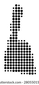 Symbol Map of the Province Aqaba (Jordan) showing the area with a pattern of black circles