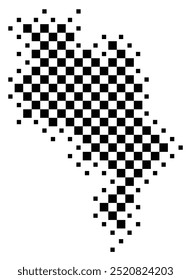 Symbol Map of the Province Asti (Italy) showing the territory with a pattern of black squares like a chessboard