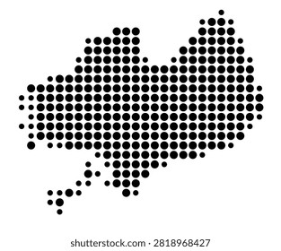Symbol Map of the Province Ba Ria - Vung Tau (Vietnam) showing the area with a pattern of black circles