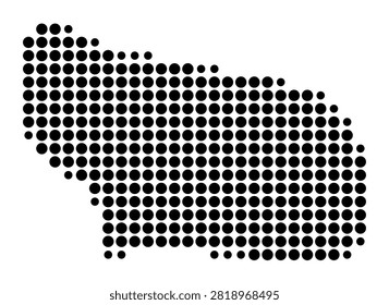 Symbol Map of the Province Bac Ninh (Vietnam) showing the area with a pattern of black circles