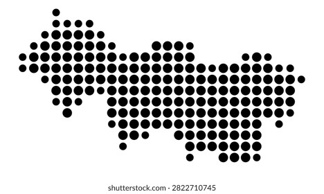 Symbol Map of the Province Cao Bang (Vietnam) showing the area with a pattern of black circles
