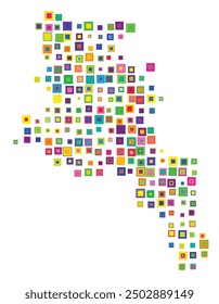 Symbol Map of the Province Catamarca (Argentina) showing the territory with a pattern of overlapping colorful squares like candies