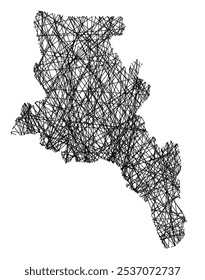 Symbol Map of the Province Catamarca (Argentina) showing the state with black, crossing lines like Mikado Sticks or a spider web