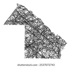 Symbol Map of the Province Chaco (Argentina) showing the state with black, crossing lines like Mikado Sticks or a spider web