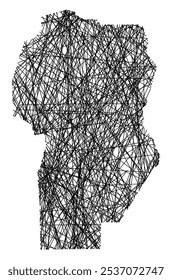 Symbol Map of the Province Cordoba (Argentina) showing the state with black, crossing lines like Mikado Sticks or a spider web