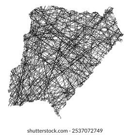 Symbol Map of the Province Corrientes (Argentina) showing the state with black, crossing lines like Mikado Sticks or a spider web