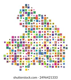 Symbol Map of the Province Drenthe (Netherlands) showing the territory with a pattern of overlapping colorful squares like candies