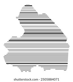 Mapa de símbolos de la provincia de Drente (Países Bajos) que muestra el territorio con líneas negras paralelas en diferentes grosores de línea