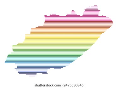 Symbolkarte der Provinz Ostkap (Südafrika) mit Horizontalen Parallellinien in Regenbogenfarben