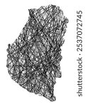 Symbol Map of the Province Entre Rios (Argentina) showing the state with black, crossing lines like Mikado Sticks or a spider web