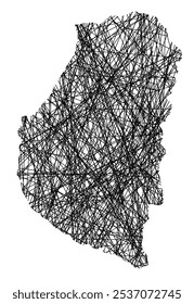 Symbol Map of the Province Entre Rios (Argentina) showing the state with black, crossing lines like Mikado Sticks or a spider web