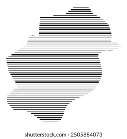 Mapa de símbolos de la provincia de Flevoland (Países Bajos) que muestra el territorio con líneas negras paralelas en diferentes grosores de línea