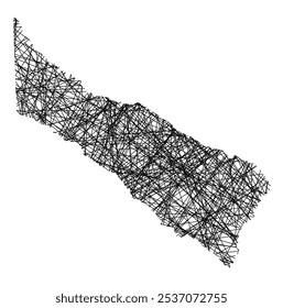 Symbol Map of the Province Formosa (Argentina) showing the state with black, crossing lines like Mikado Sticks or a spider web