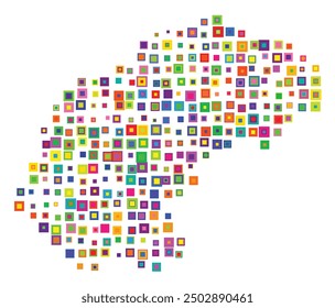 Symbol Map of the Province Free State (South Africa) showing the territory with a pattern of overlapping colorful squares like candies