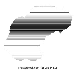 Symbol Map of the Province Free State (South Africa) showing the territory with parallel black lines in different line thickness