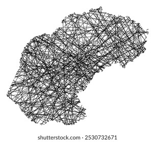 Symbol Map of the Province Free State (South Africa) showing the state with black, crossing lines like Mikado Sticks or a spider web