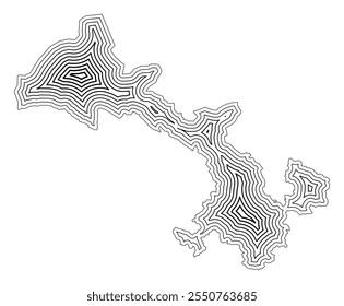 Symbol Map of the Province Gansu (People's Republic of China) showing the state border buffered inside with black tapering lines