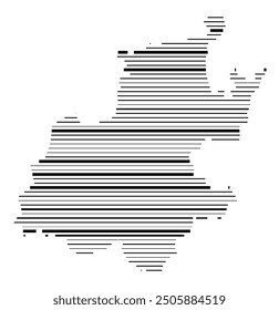 Symbol Map of the Province Gauteng (South Africa) showing the territory with parallel black lines in different line thickness