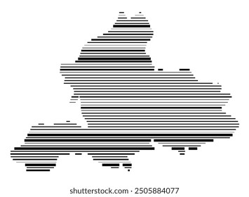 Symbol Map of the Province Gelderland (Netherlands) showing the territory with parallel black lines in different line thickness