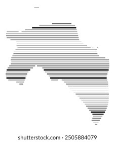 Mapa de símbolos de la provincia de Groninga (Países Bajos) que muestra el territorio con líneas negras paralelas en diferentes grosores de línea