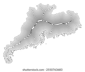 Symbol Map of the Province Guangdong (People's Republic of China) showing the state border buffered inside with black tapering lines