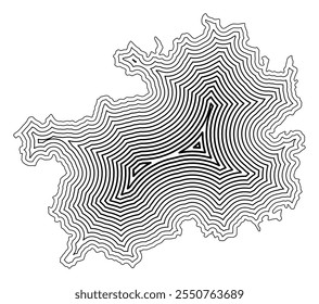 Symbol Map of the Province Guizhou (People's Republic of China) showing the state border buffered inside with black tapering lines