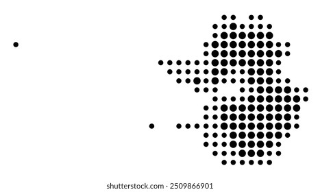 Symbolkarte der Provinz Gyeonggi (Südkorea), die das Gebiet mit einem Muster schwarzer Kreise zeigt