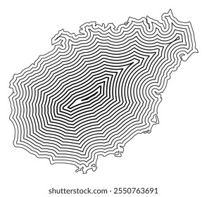 Symbol Map of the Province Hainan (People's Republic of China) showing the state border buffered inside with black tapering lines