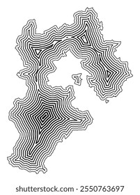 Symbol Map of the Province Hebei (People's Republic of China) showing the state border buffered inside with black tapering lines