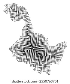 Symbol Map of the Province Heilongjiang (People's Republic of China) showing the state border buffered inside with black tapering lines