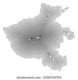 Symbol Map of the Province Henan (People's Republic of China) showing the state border buffered inside with black tapering lines