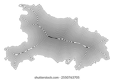 Symbol Map of the Province Hubei (People's Republic of China) showing the state border buffered inside with black tapering lines