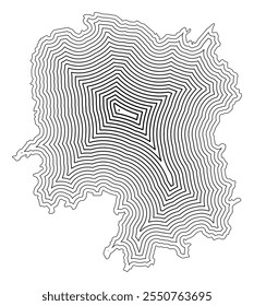 Symbol Map of the Province Hunan (People's Republic of China) showing the state border buffered inside with black tapering lines
