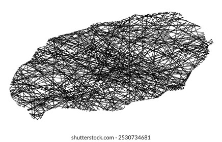 Symbol Map of the Province Jeju (South Korea) showing the state with black, crossing lines like Mikado Sticks or a spider web