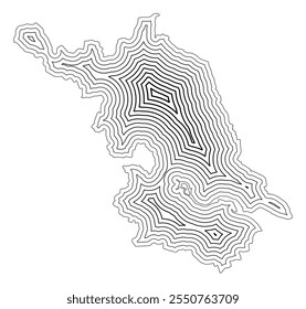 Symbol Map of the Province Jiangsu (People's Republic of China) showing the state border buffered inside with black tapering lines