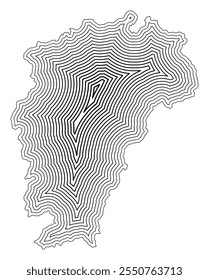 Symbol Map of the Province Jiangxi (People's Republic of China) showing the state border buffered inside with black tapering lines