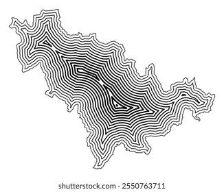 Symbol Map of the Province Jilin (People's Republic of China) showing the state border buffered inside with black tapering lines