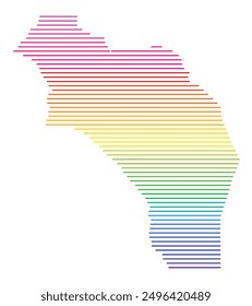 Mapa Símbolo de la Provincia La Rioja (Argentina) que muestra el territorio con líneas paralelas Horizontales en colores del arco iris