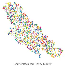 Symbol Map of the Province La Spezia (Italy) showing the territory with a pattern of randomly distributed colorful squares of different sizes