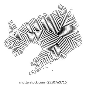 Symbol Map of the Province Liaoning (People's Republic of China) showing the state border buffered inside with black tapering lines
