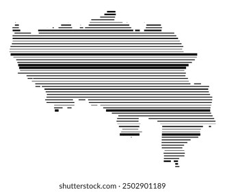 Symbolkarte der Provinz Lüttich (Belgien), die das Gebiet mit parallelen schwarzen Linien in unterschiedlicher Linienstärke zeigt