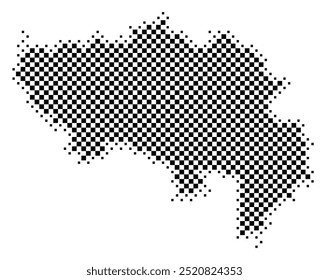 Symbolkarte der Provinz Lüttich (Belgien), die das Gebiet mit einem Muster schwarzer Quadrate wie ein Schachbrett zeigt