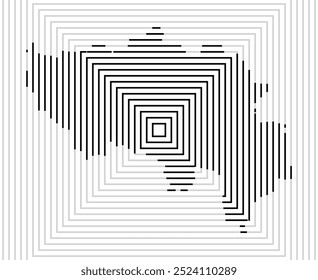 Symbolkarte der Provinz Lüttich (Belgien) mit einer Reihe schwarzer quadratischer Linien auf weißem Hintergrund